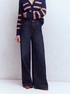 Boden Dark Wash Relaxed Wide Leg Cotton Denim Jeans Size 28 Petite